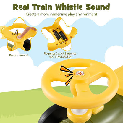Ride on Toy with Steering Wheel and Train Whistle Sound Button by GBruno Store