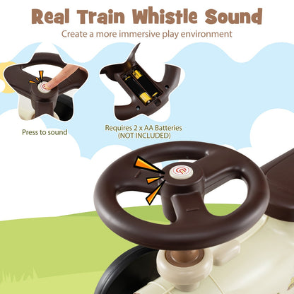 Ride on Toy with Steering Wheel and Train Whistle Sound Button by GBruno Store