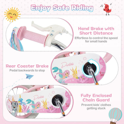 Pink 18 inch kids bike with basket and streamers by GBruno Store, view 8