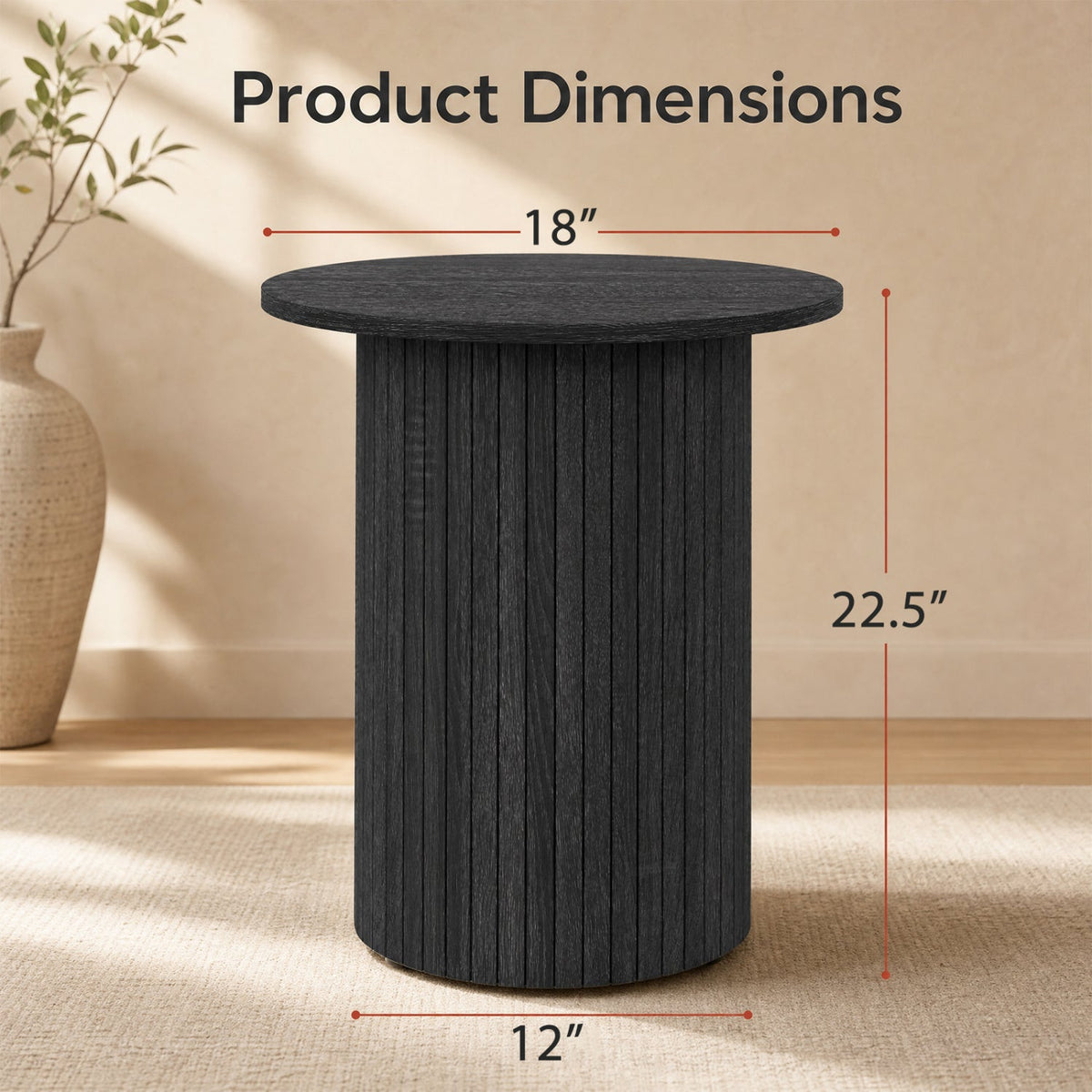 18 inch round fluted pedestal side table by DirectDeals, view 21
