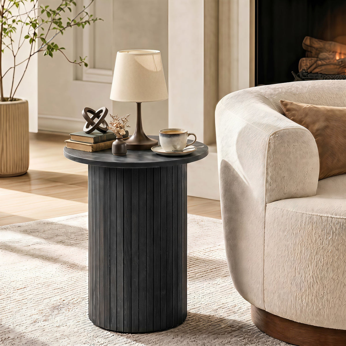 18 inch round fluted pedestal side table by DirectDeals, view 22