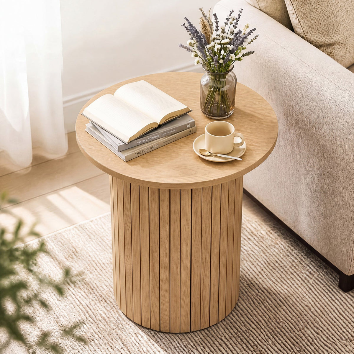 18 inch round fluted pedestal side table by DirectDeals