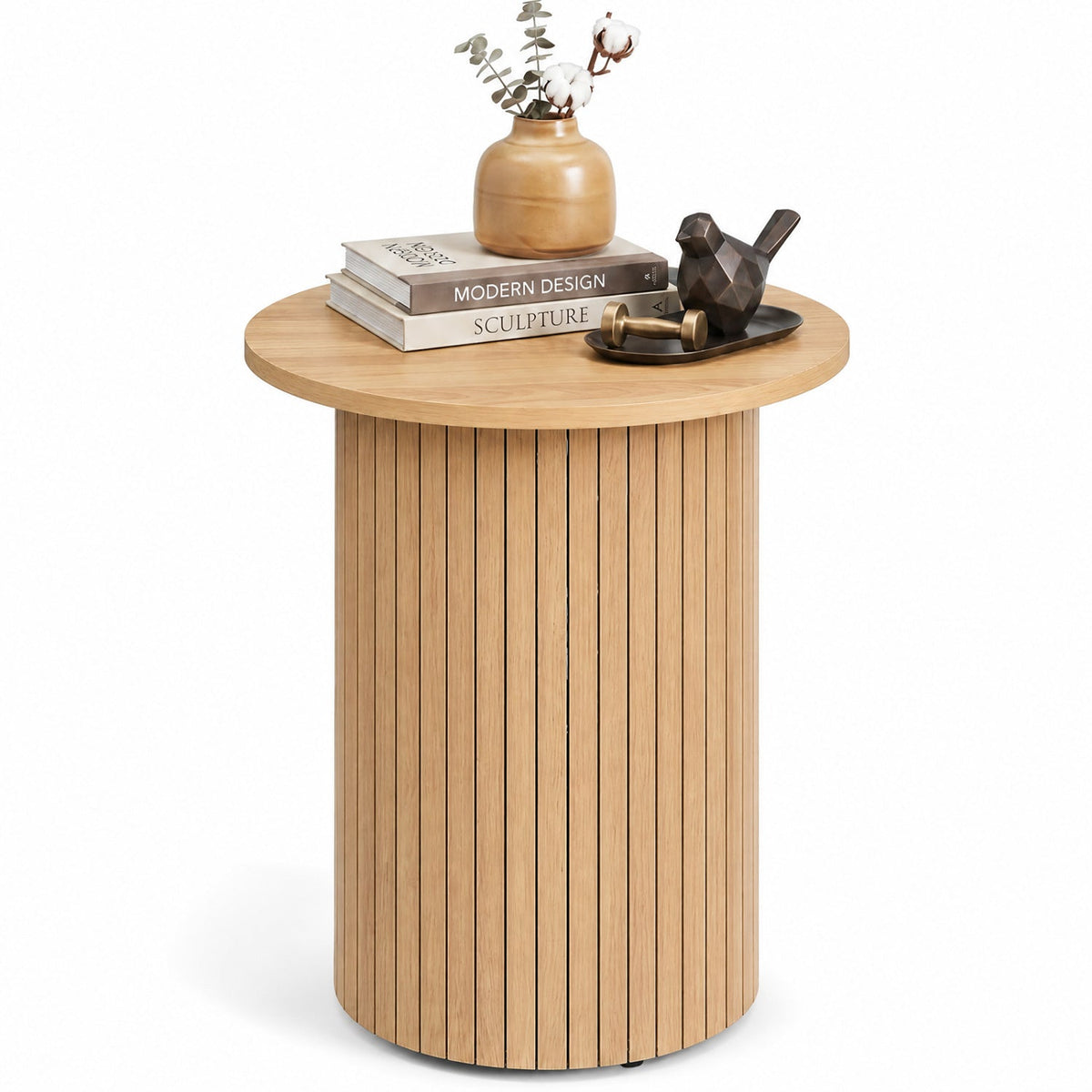 18 inch round fluted pedestal side table by DirectDeals, view 4