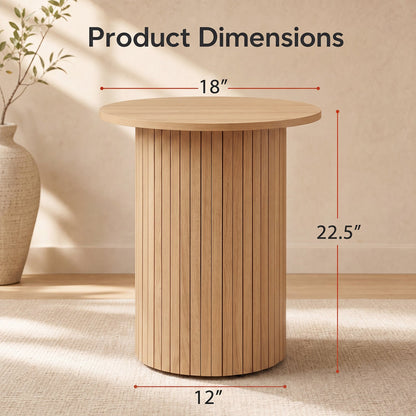 18 inch round fluted pedestal side table by DirectDeals, view 5