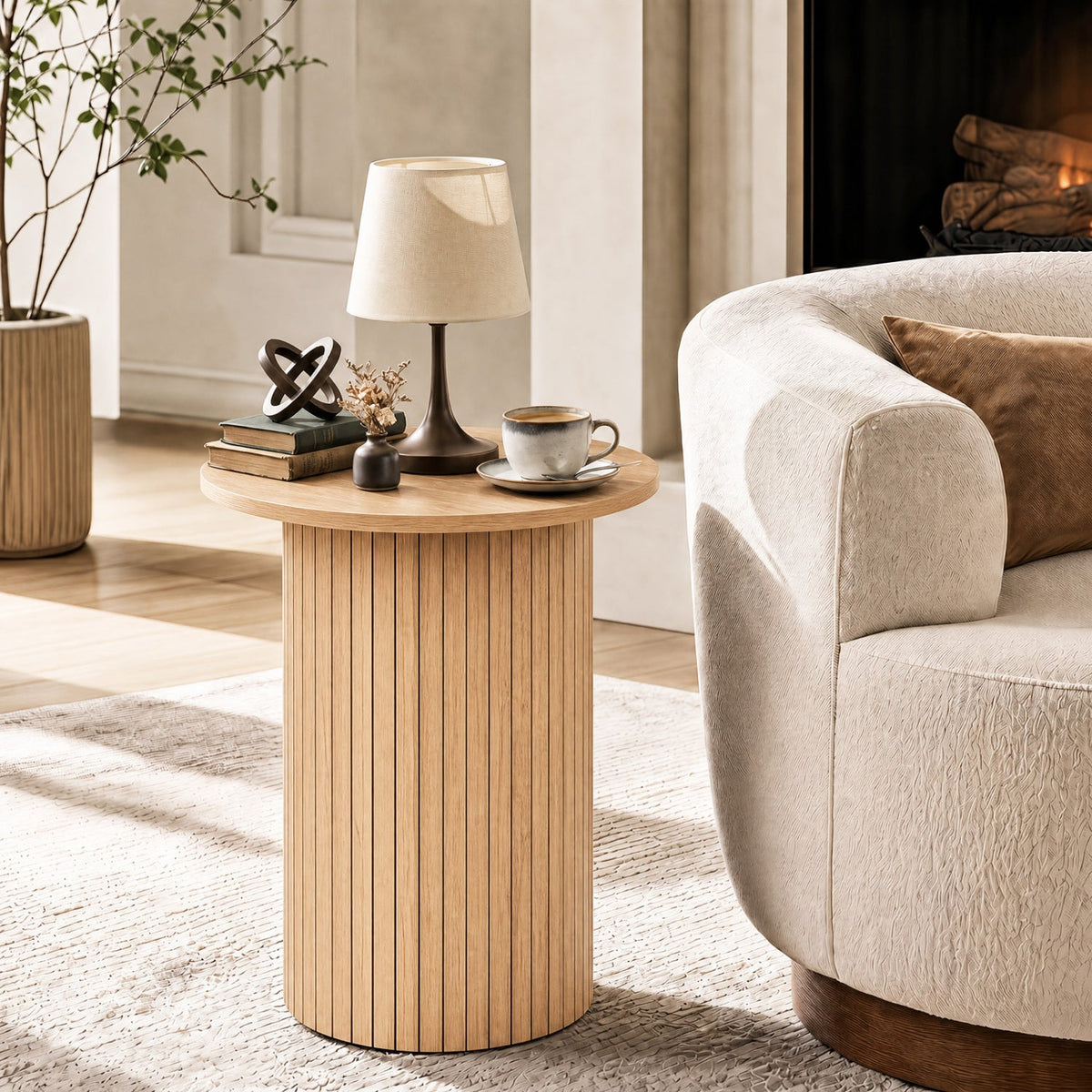 18 inch round fluted pedestal side table by DirectDeals, view 6