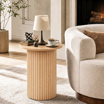 18 inch round fluted pedestal side table by DirectDeals, view 6
