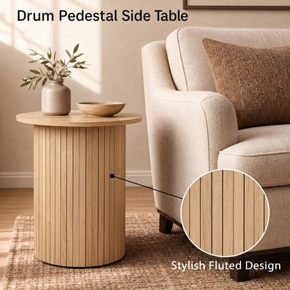 18 inch round fluted pedestal side table by DirectDeals, view 8