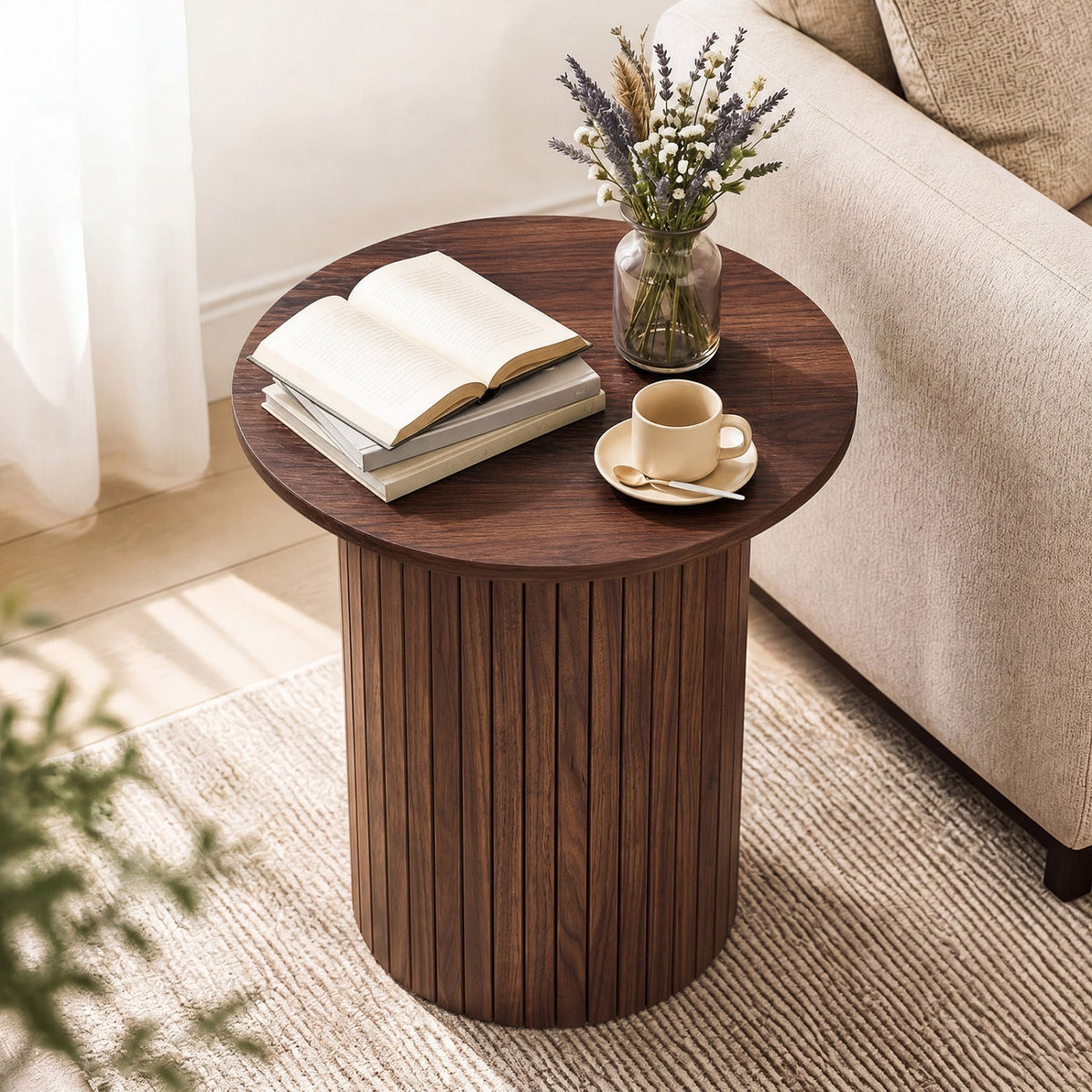 18 inch round fluted pedestal side table by DirectDeals, view 10