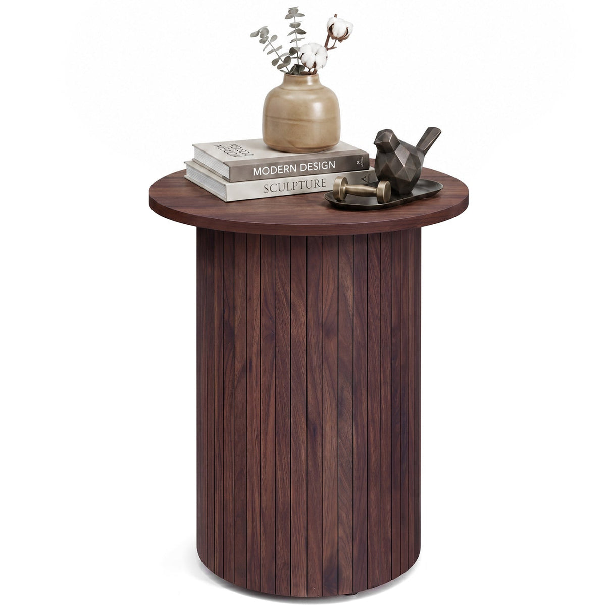 18 inch round fluted pedestal side table by DirectDeals, view 12
