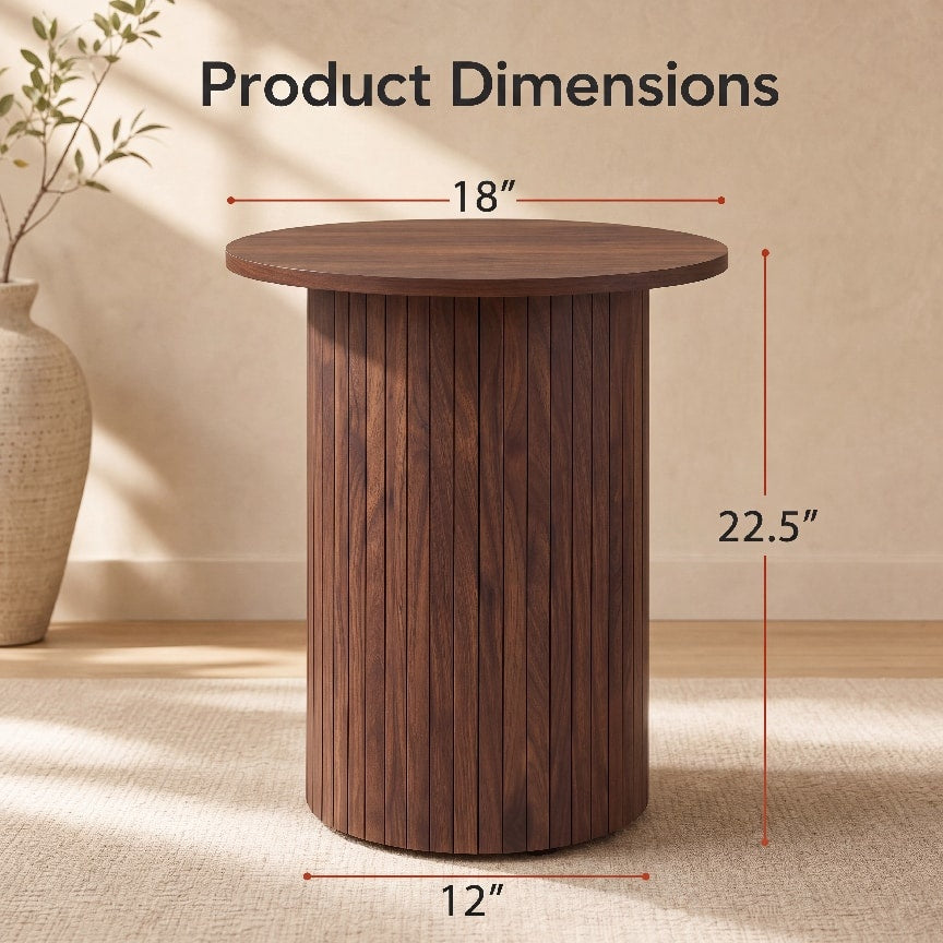 18 inch round fluted pedestal side table by DirectDeals, view 13