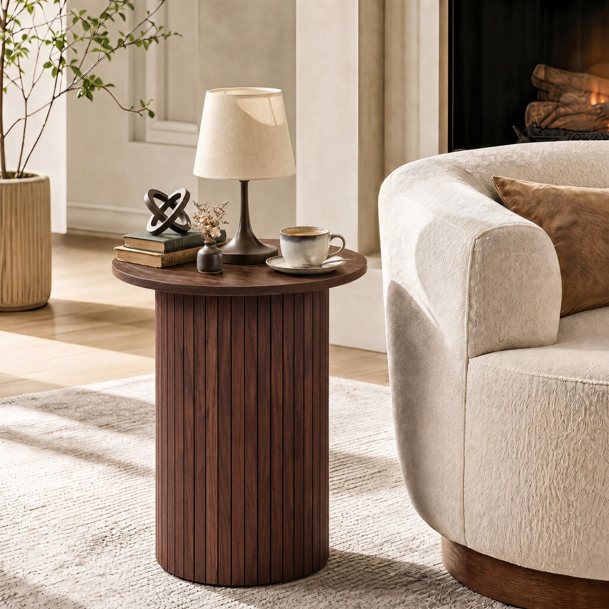 18 inch round fluted pedestal side table by DirectDeals, view 14