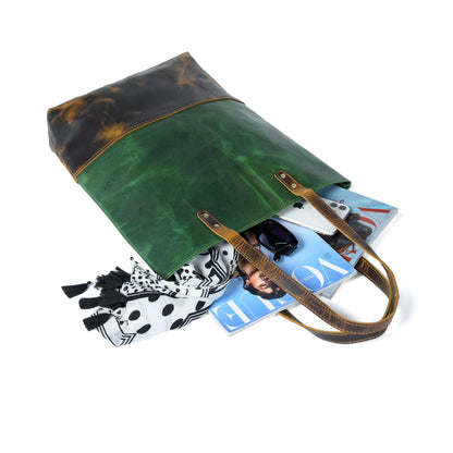 Green Women's Leather Tote by Classy Leather Bags