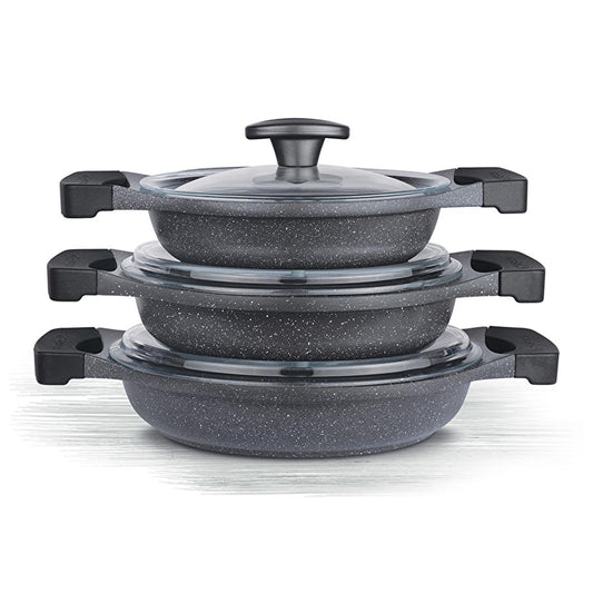 Thermoad Granite Coated Cookware Set: Lightweight, PFOA-Free Aluminum Saucepans for Energy-Saving Cooking by Beauty Care Bag