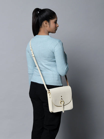 White Elegance Crossbody Sling Bag by Classy Leather Bags