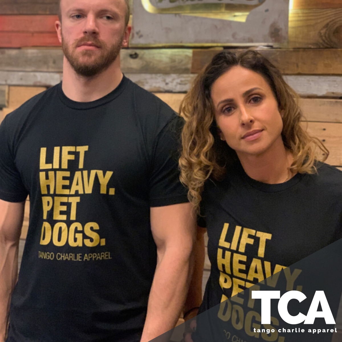 GOLD Edition Lift Heavy. Pet Dogs. - Tee by Tango Charlie Apparel