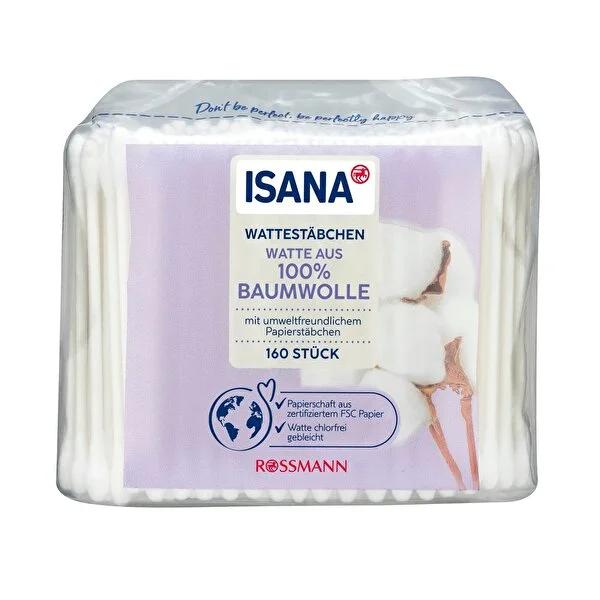 Isana: Gentle & Safe Ear Cleaning Cotton Swabs - 160 Count, 100% Cotton, Biodegradable - Perfect for Daily Hygiene & Personal Care by Beauty Care Bag
