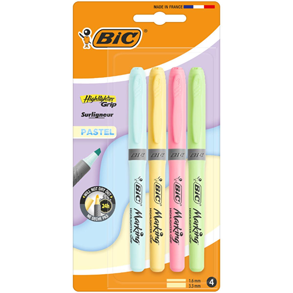 Bic Highlighter Pens - Comfort Grip, Pastel Colors, Water-Based Ink by Beauty Care Bag