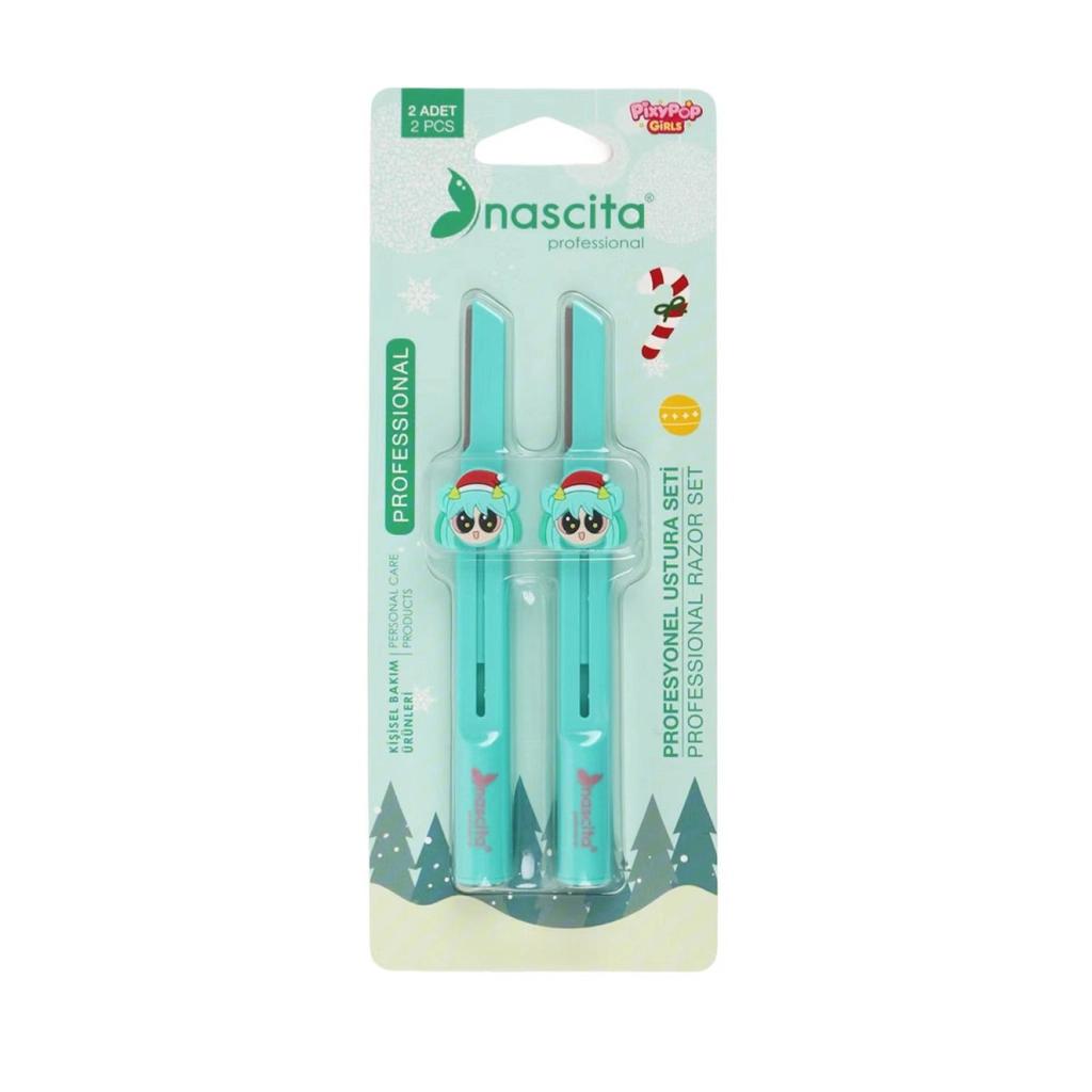 Nascita Pixy Pop Girls Eyebrow Razor Set for Precise Shaping Green by Beauty Care Bag