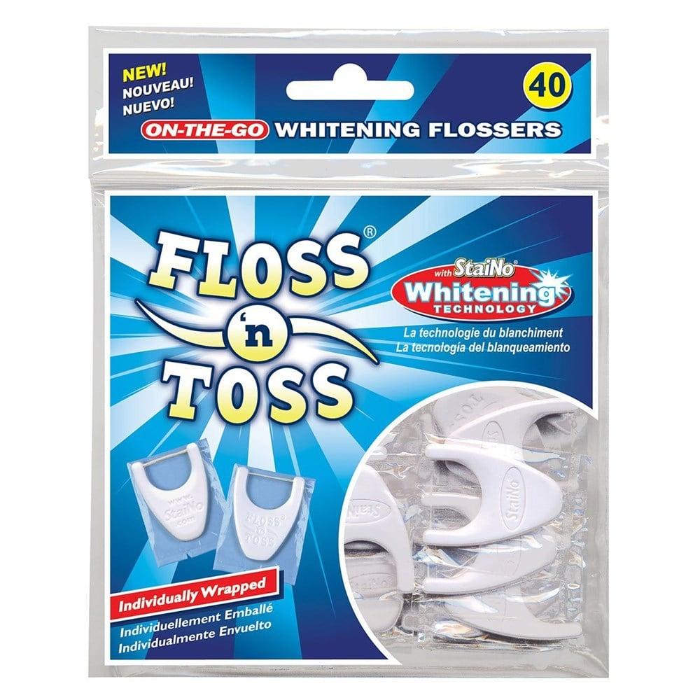 Staino Floss 'n Toss Dental Floss Picks - 40 Individually Wrapped Picks for Optimal Oral Hygiene by Beauty Care Bag