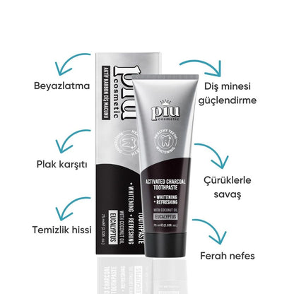 Piu Cosmetic Charcoal Teeth Whitening Toothpaste 75 ml by Beauty Care Bag