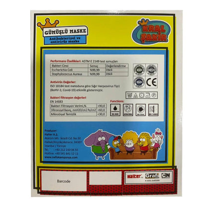 Siva Derm Silver Antibacterial Children's Face Mask for Girls - Kids Protection with Antiviral Properties by Beauty Care Bag