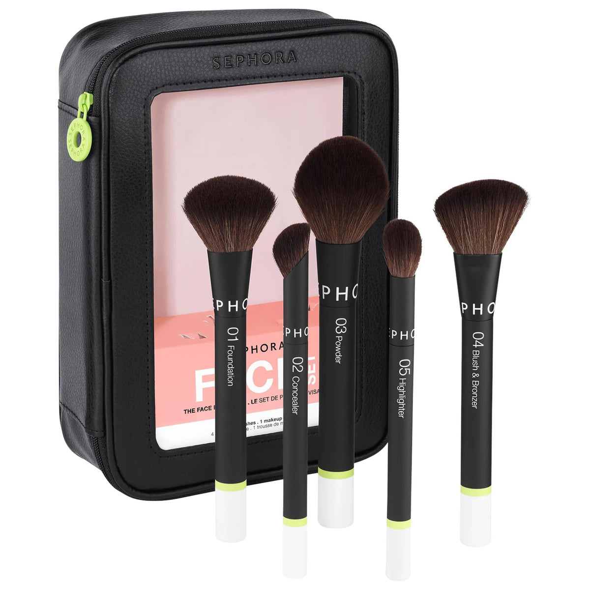 The Face Brush Set of five vegan makeup brushes