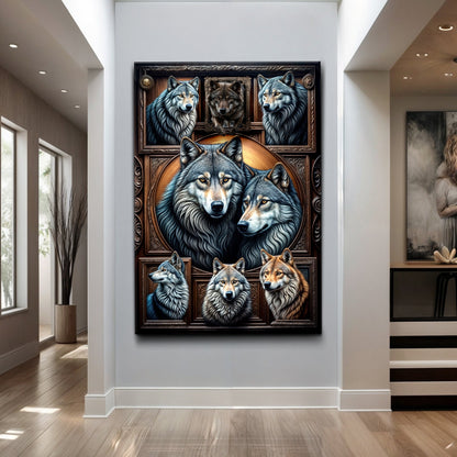 3D Wolf Collage Wall Art III canvas by Tailored Canvases