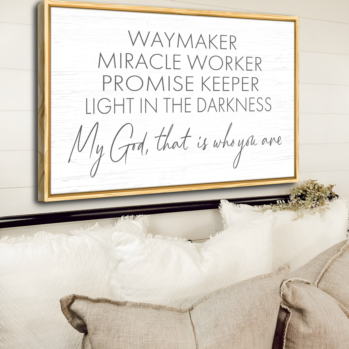 My God Way Maker Miracle Worker Faith Sign II by Tailored Canvases
