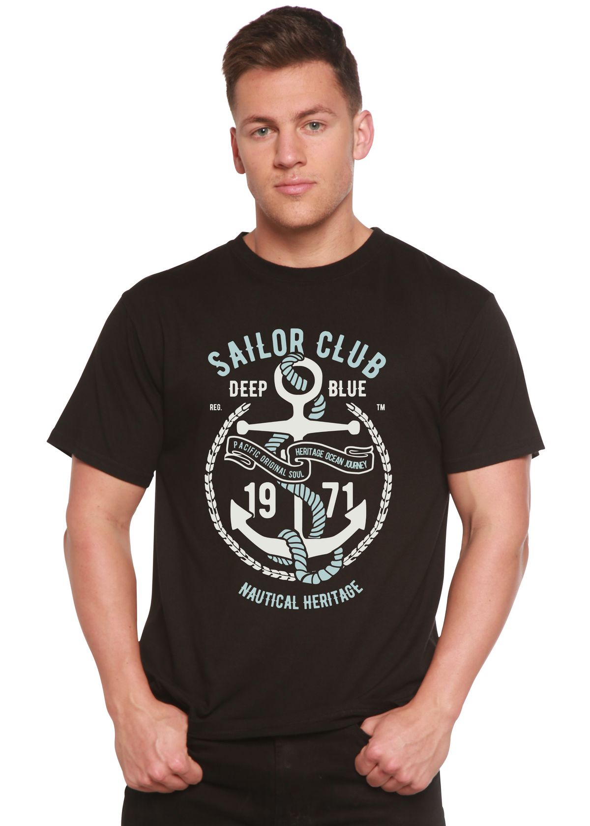 Sailor Club men's short sleeve graphic T-shirt in bamboo viscose and organic cotton