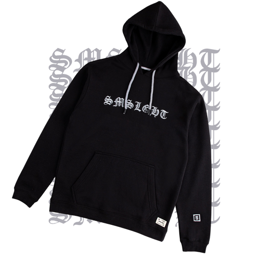 Heavy fleece hoodie in Black and Silver with 3D embroidered logo