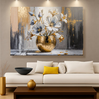 Magnolia Bloom in Gold Abstract Wall Art by Tailored Canvases