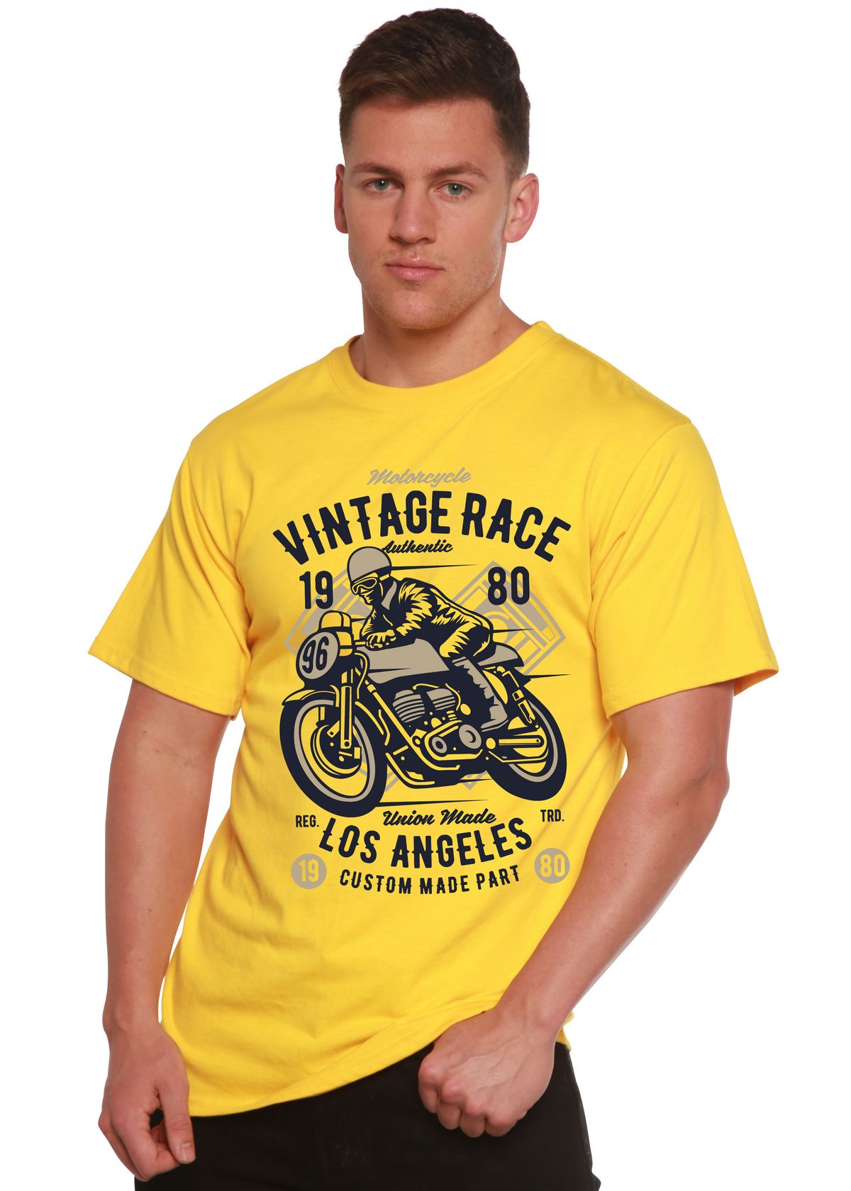 Vintage Race men's bamboo graphic T-shirt – view 2