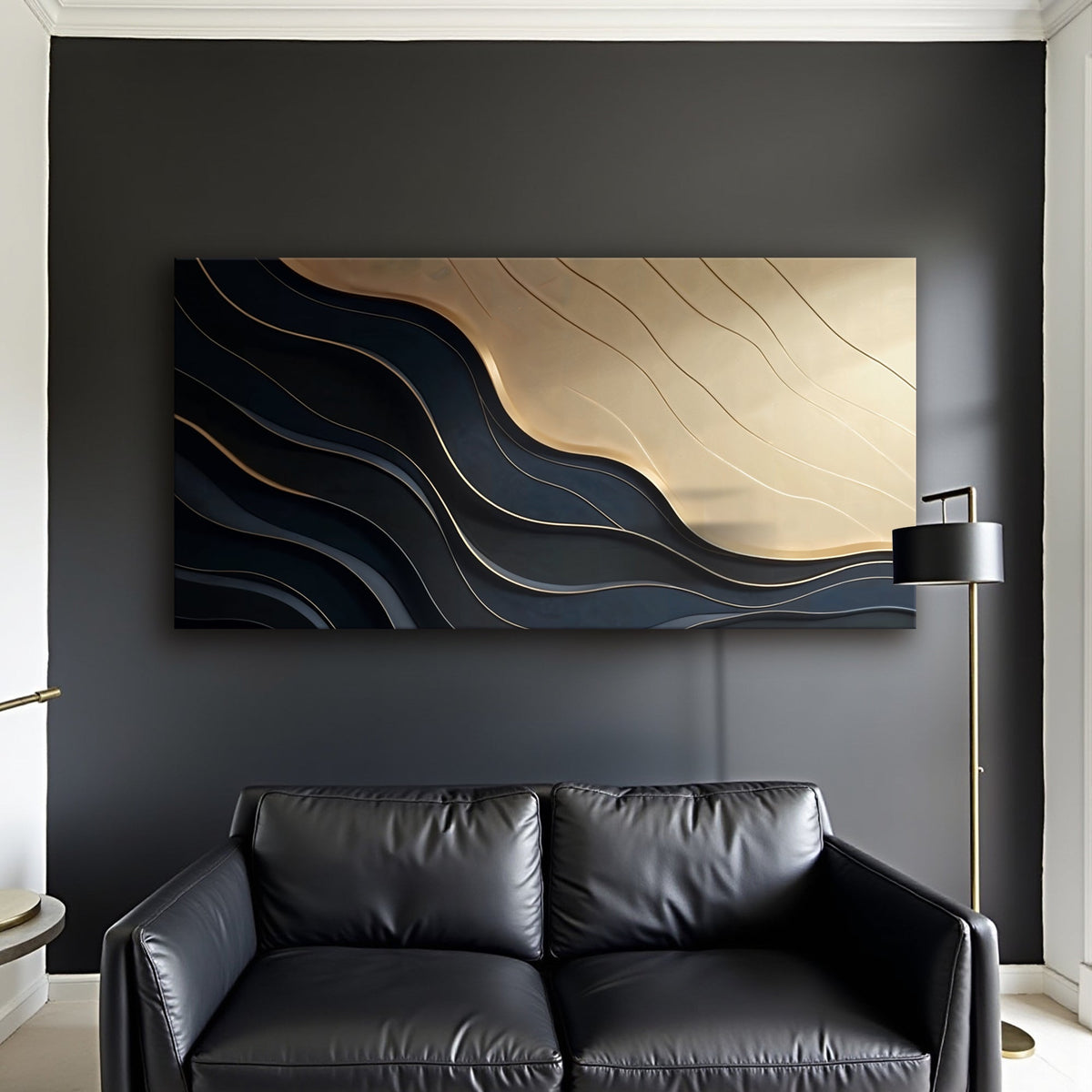 Black And Gold Minimalist Abstract VII by Tailored Canvases