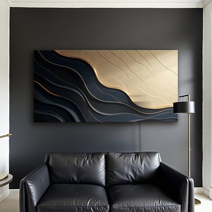 Black And Gold Minimalist Abstract VII by Tailored Canvases