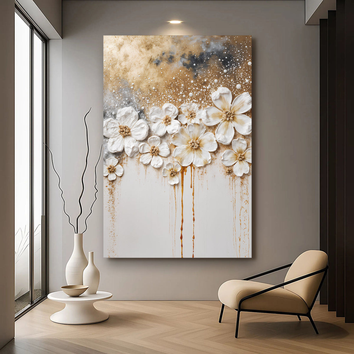 Gold Floral Wall Art by Tailored Canvases