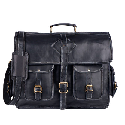 The Retro Black + FREE Toiletry Bag by Classy Leather Bags