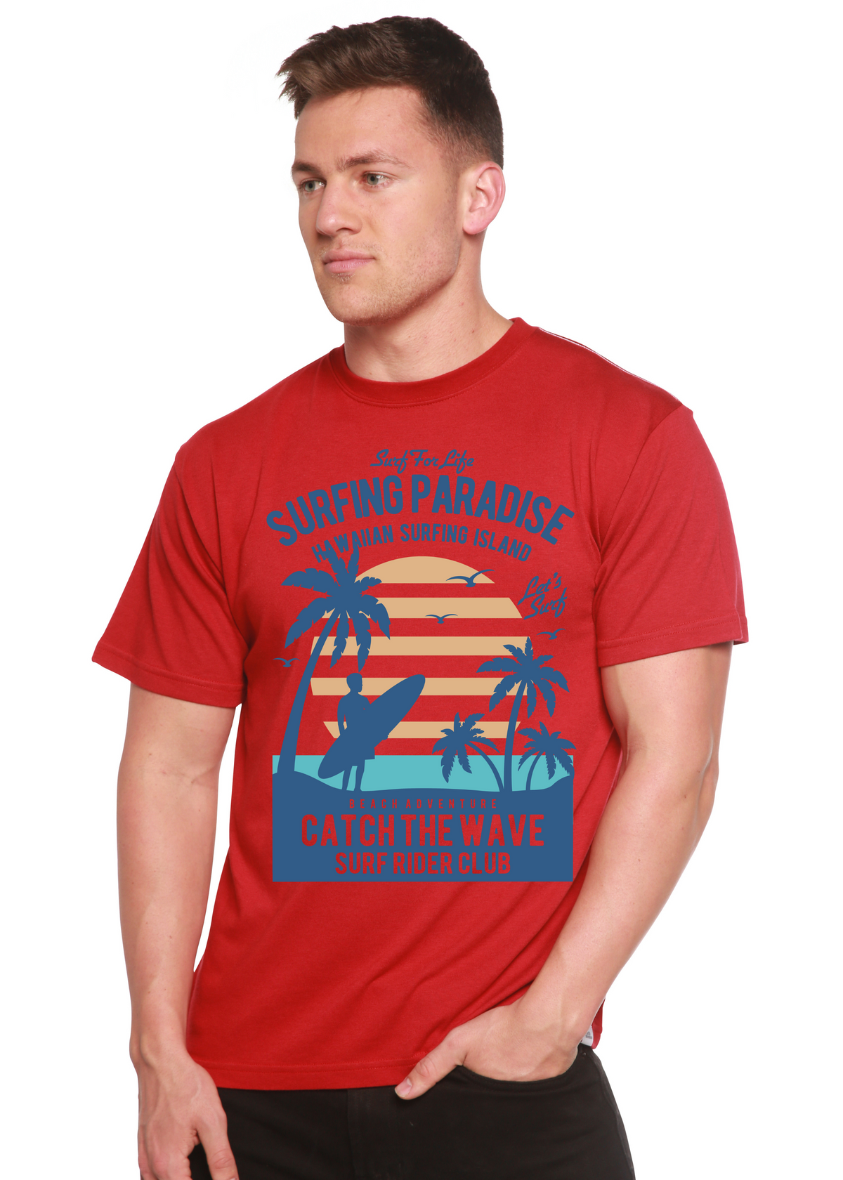 Surfing Paradise men's bamboo graphic T-shirt – view 5