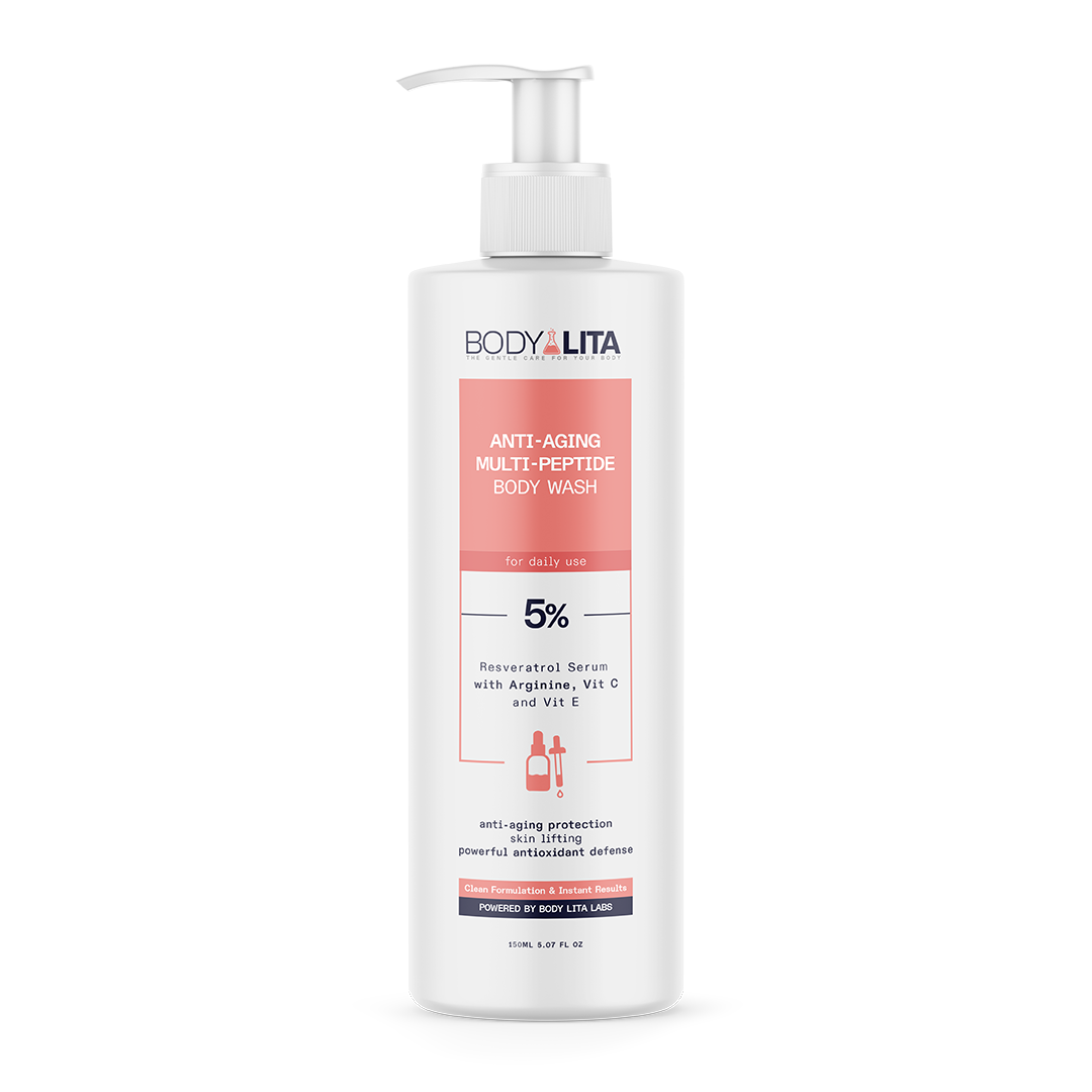 BodyLita Multi-Peptide 5% Serum Anti-Aging Body Wash with Resveratrol & Hyaluronic Acid, 150ml by Beauty Care Bag