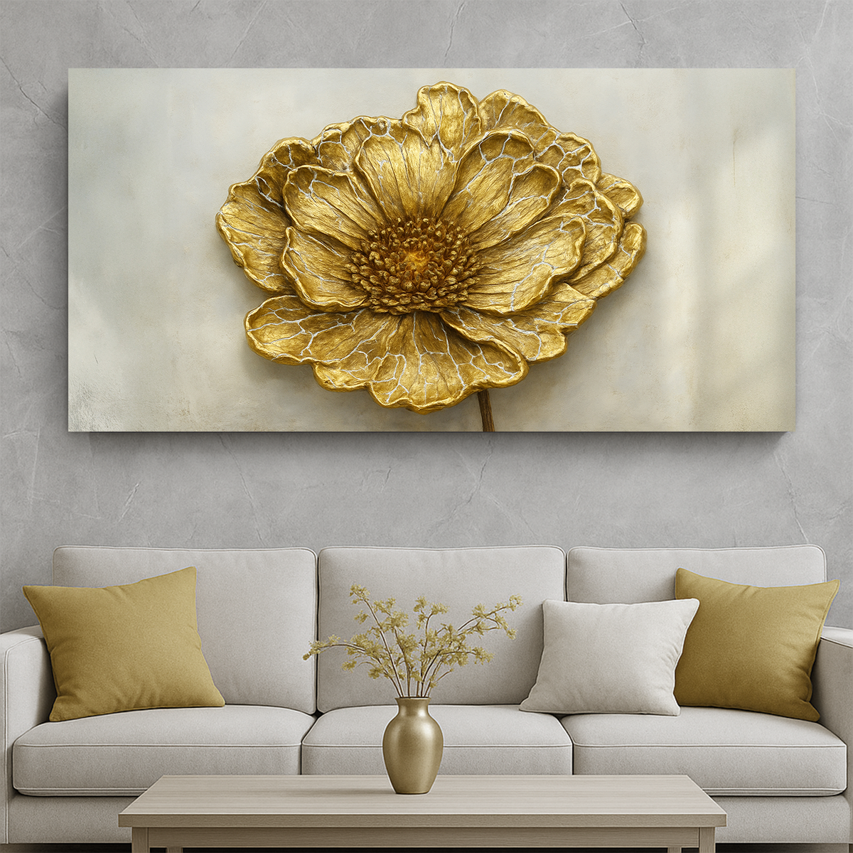 Golden Dandelion Minimalist Abstract Wall Art VI by Tailored Canvases