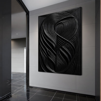 Modern Black Waves Wall Art by Tailored Canvases