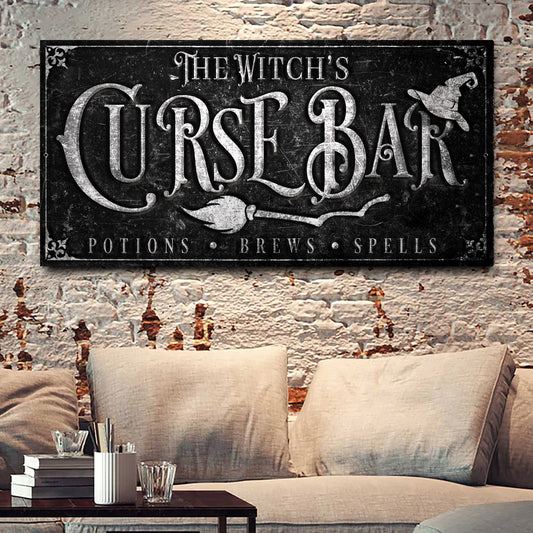 The Witch's Curse Bar Halloween Sign by Tailored Canvases