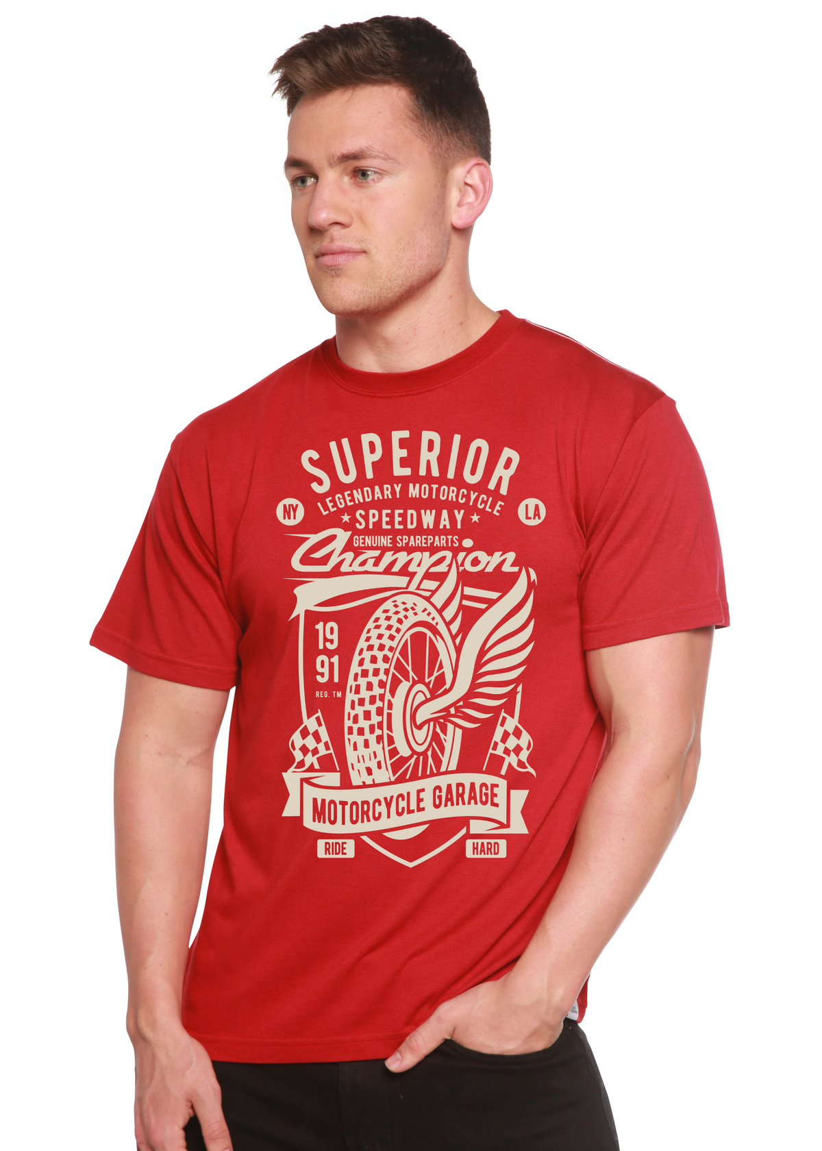 Superior Motorcycle men's bamboo graphic T-shirt – view 4