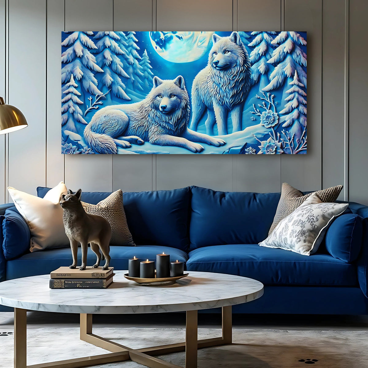 3D Wolves Wall Art V canvas by Tailored Canvases, view 3