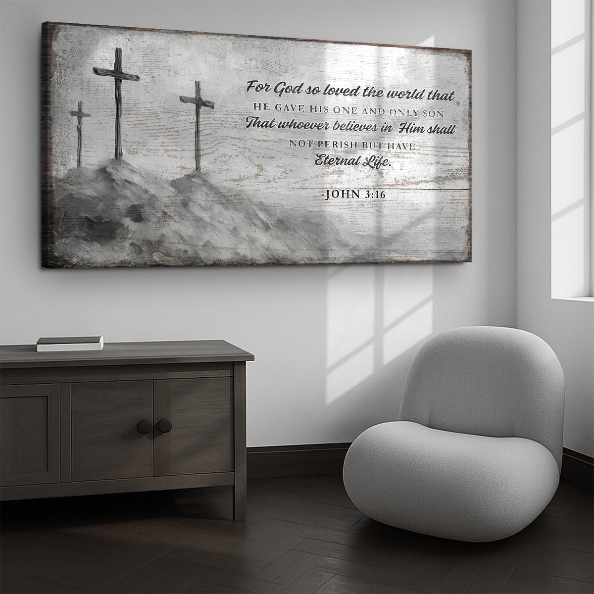 John 3:16: For God So Loved The World Faith Sign VIII by Tailored Canvases
