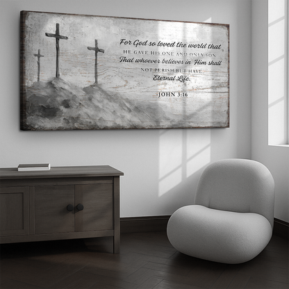John 3:16: For God So Loved The World Faith Sign VIII by Tailored Canvases