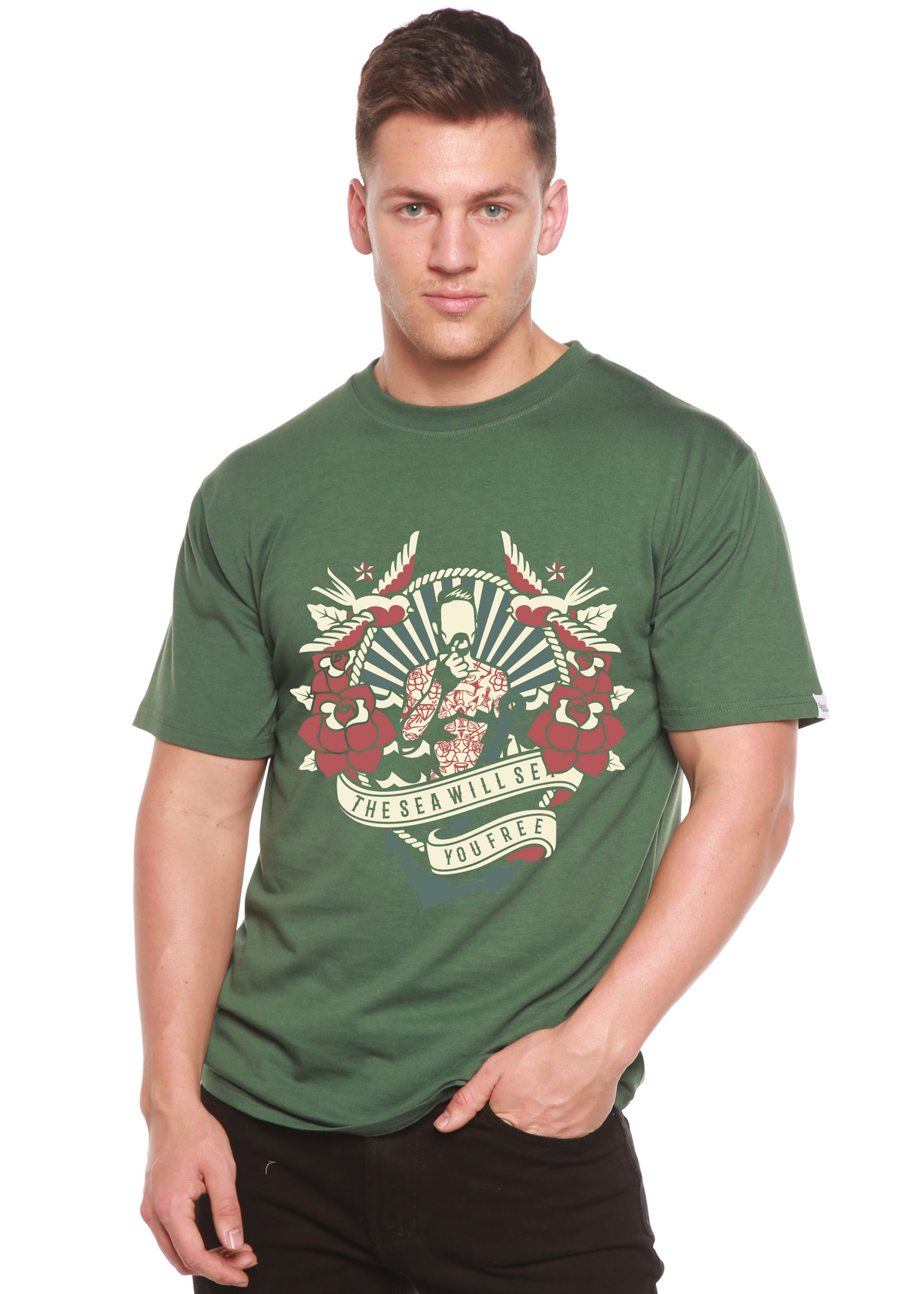 The Sea Will men's bamboo graphic T-shirt – view 3