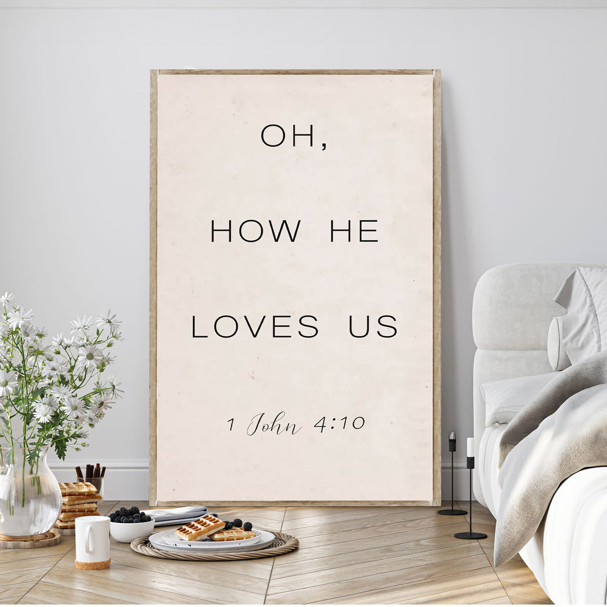 Oh How He Loves Us Faith Sign II canvas wall sign by Tailored Canvases