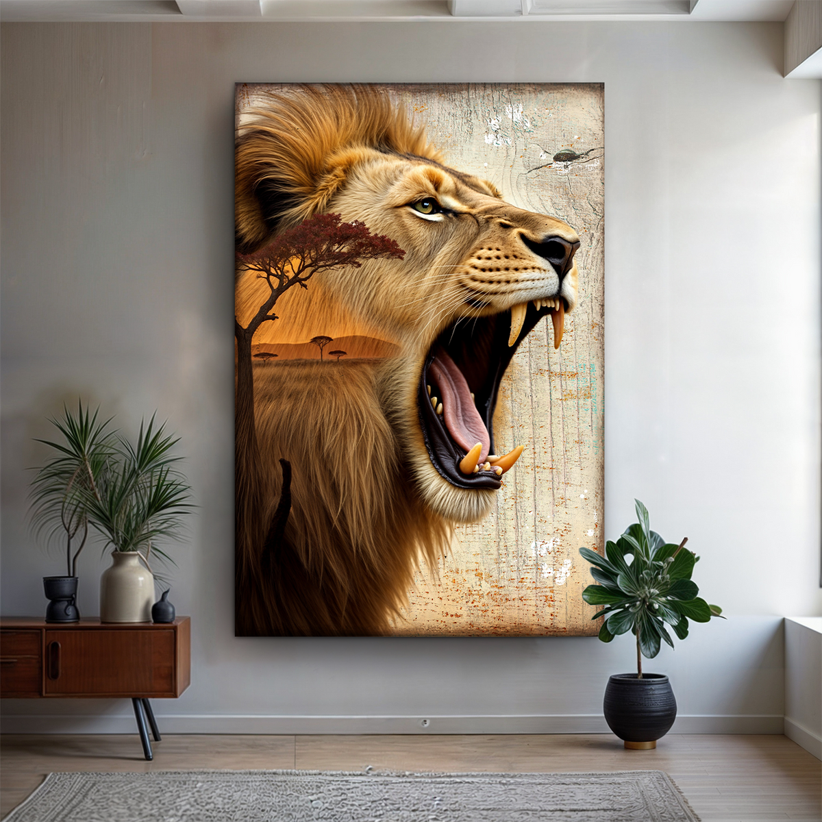 Lion Double Exposure Wall Art by Tailored Canvases