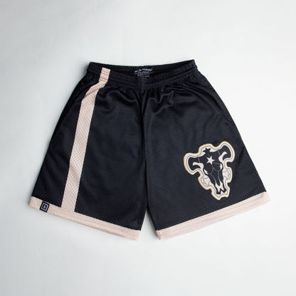 Black Bull anime mesh shorts with sublimated design