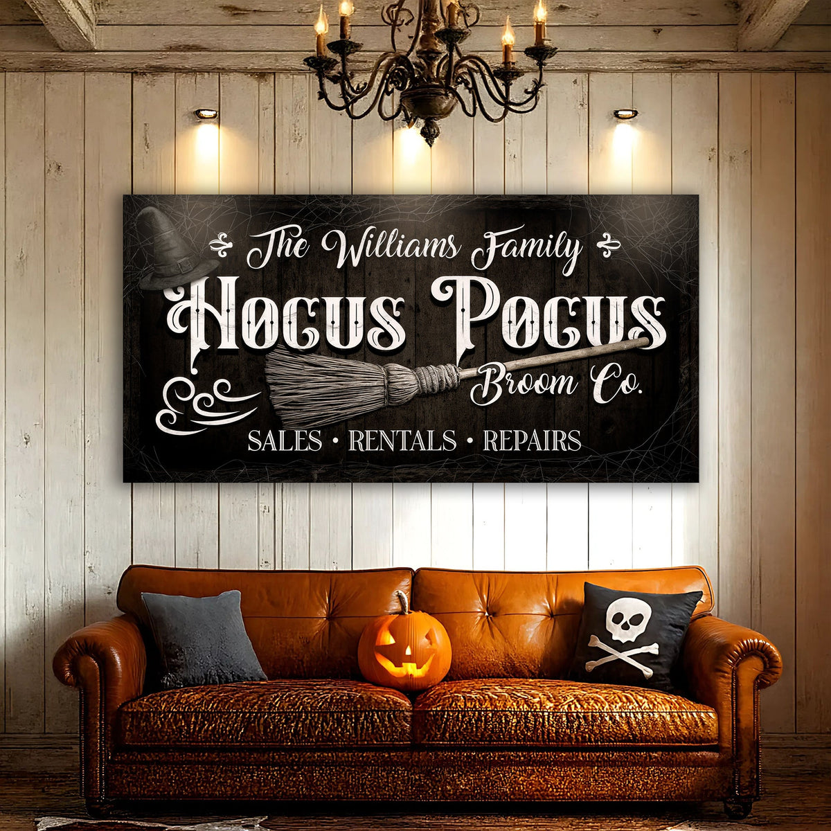 Personalized Hocus Pocus Broom Co. Wall Sign by Tailored Canvases